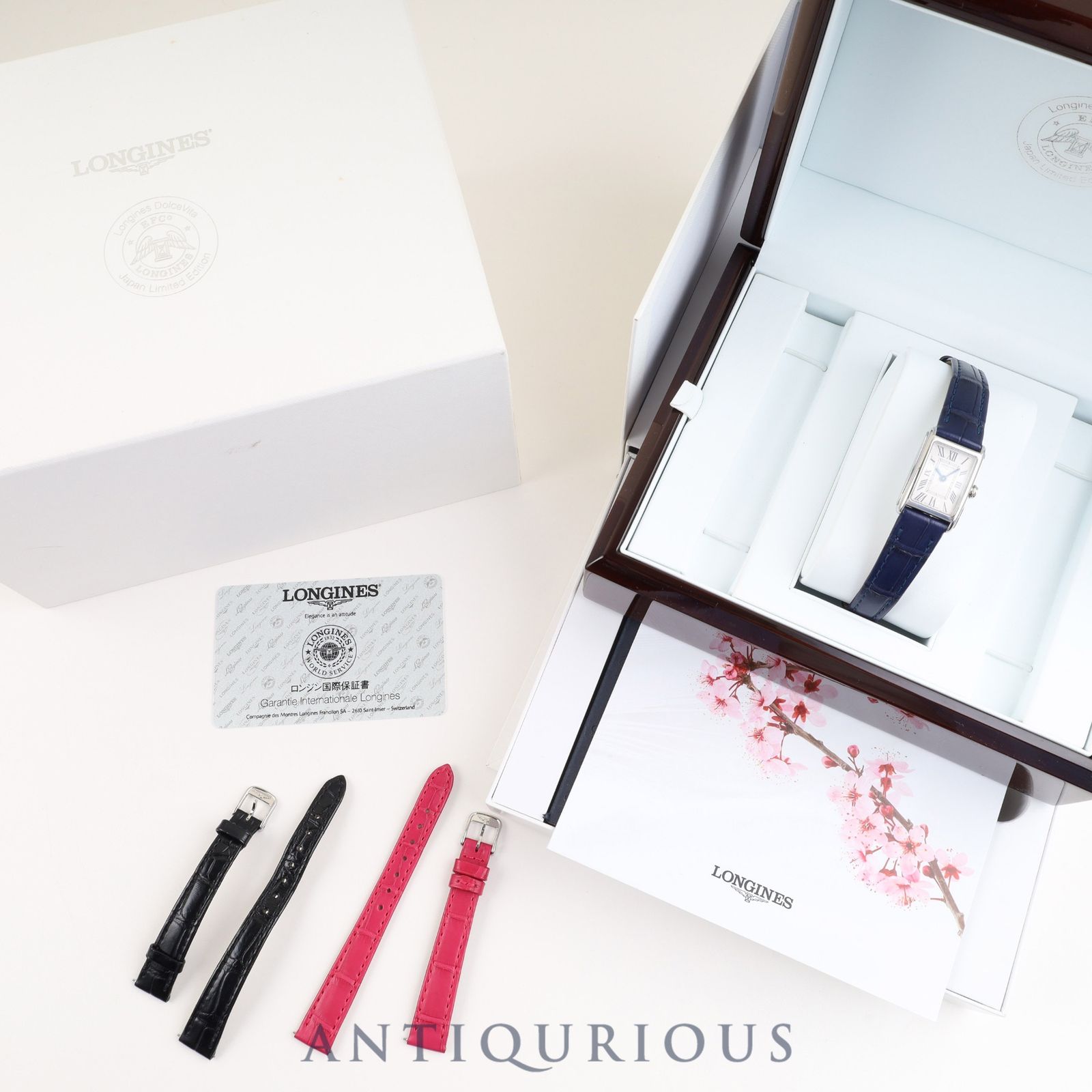 ロンジン ドルチェヴィータ L5.258.4 クォーツ Cal.L963.2 SS 純正革ベルト 純正尾錠 SS シルバー文字盤 箱 汚れあり 国際保証書 2017年 説明書 純正革ベルト×2本 オーバーホール済み