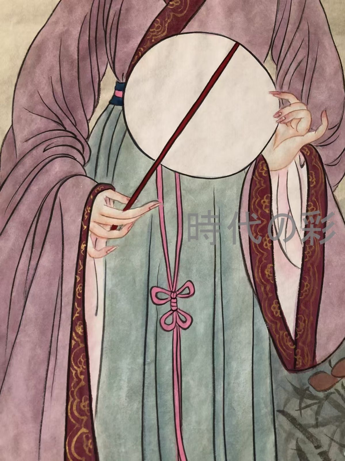 中国古美術 近現代の書画家 張大千作款【仕女図】肉筆保証 四尺