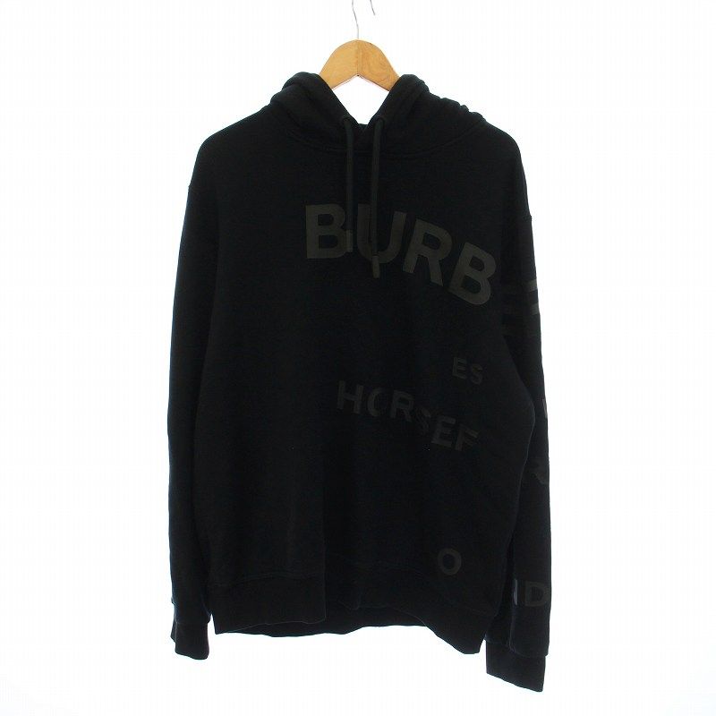 バーバリー BURBERRY ホースフェリープリント パーカー コットン フーディ フード 長袖 ロゴ 裏毛 M 黒 ブラック GY18 /MQ