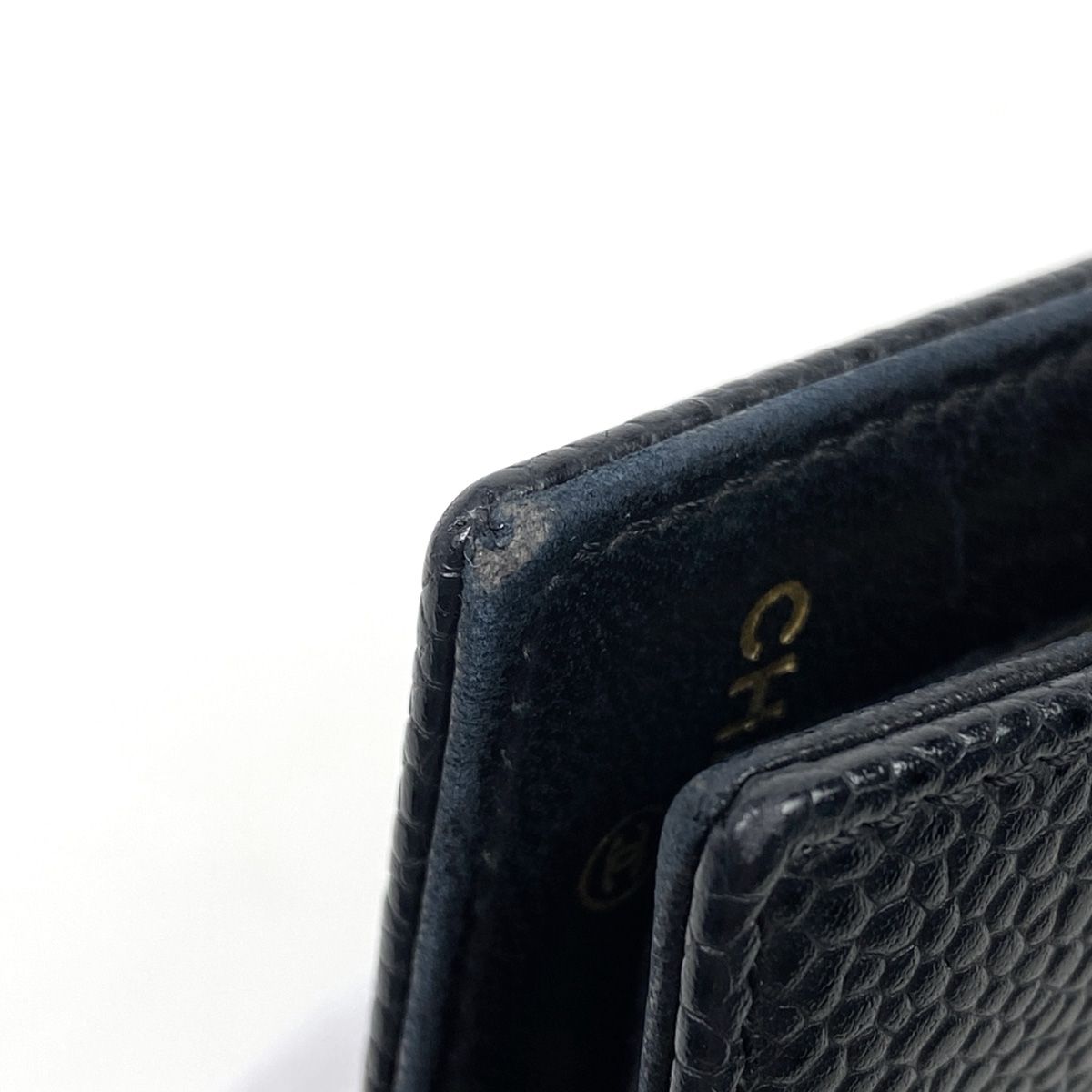 CHANEL 2つ折り長財布 キャビアスキン がま口 黒 シャネル ココマーク CHANEL シャネル ココマーク 二つ折りがま口長財布 ブラック/GP