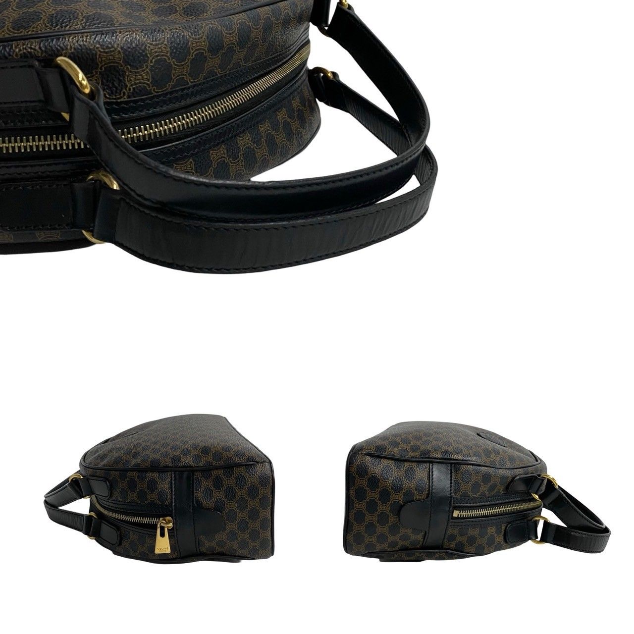 美品！CELINE トリオンフ ドラム型　ミニボストンバッグ　マカダム ☆CELINE☆ 美品 セリーヌ ミニボストンバッグ マカダム柄