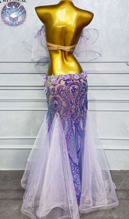 ベリーダンス衣装 ブラベルトスカートセット ブルー 青 オーダーメイド