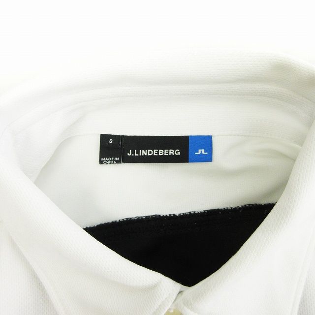 美品J.LINDEBERG L ホワイト ポロシャツ J.LINDEBERG ポロシャツ 「J.LINDEBERG/GOLF」袖ロゴ刺繍ポロ
