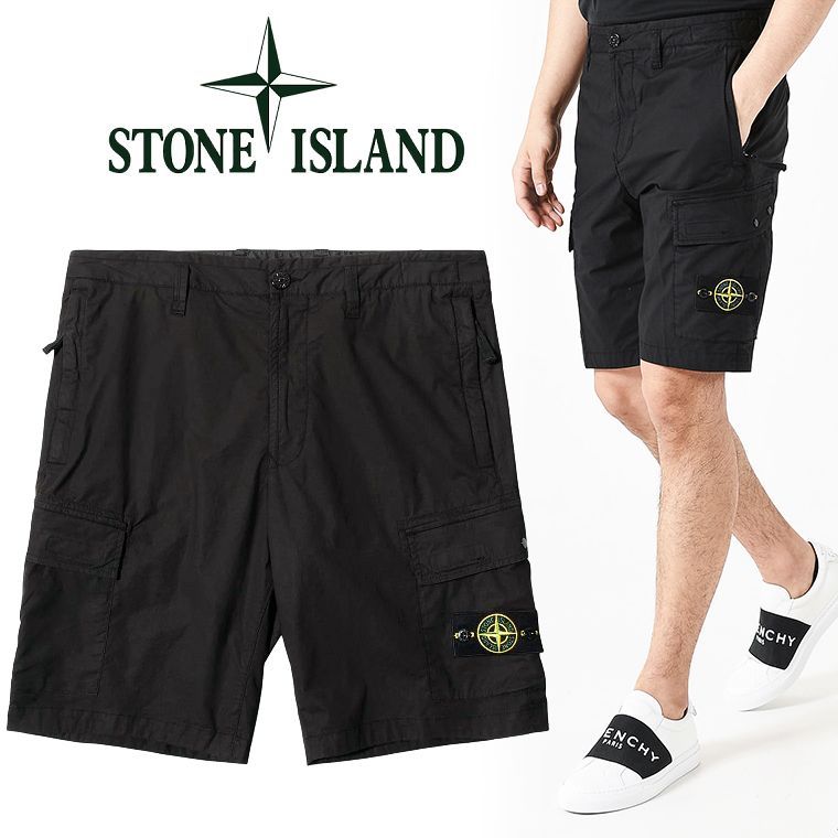 3 STONE ISLAND ストーンアイランド 7415L0803 V0029 ブラック カーゴ ...