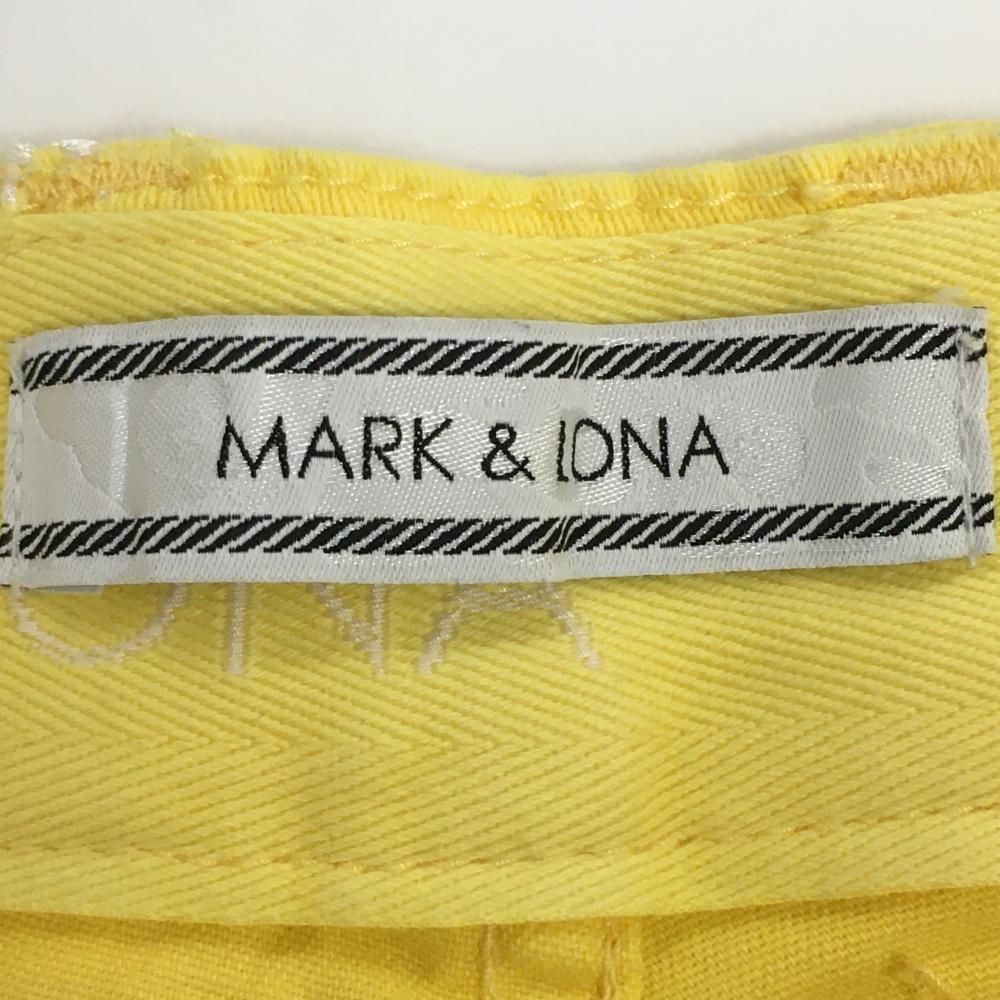 マークアンドロナ ショートパンツ イエロー×白 リーフ柄 ストレッチ