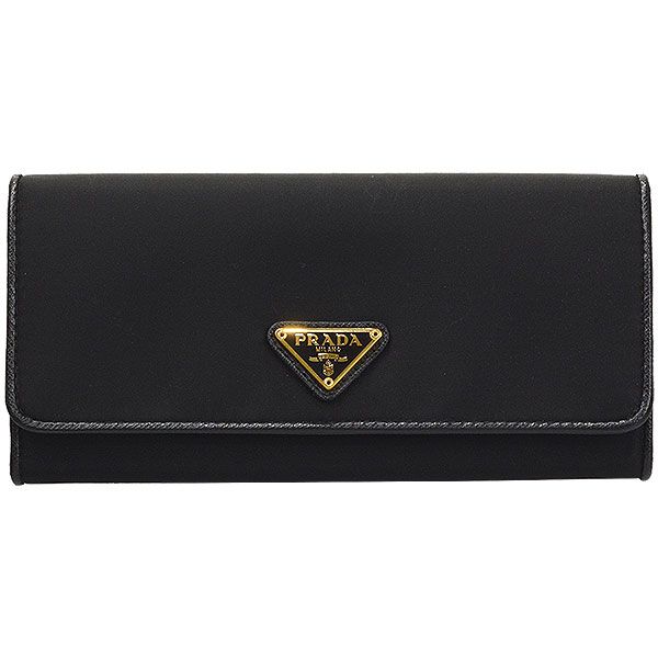 送料無料・返品可♪プラダ 長財布 1MH132 ナイロン/レザー ブラック  