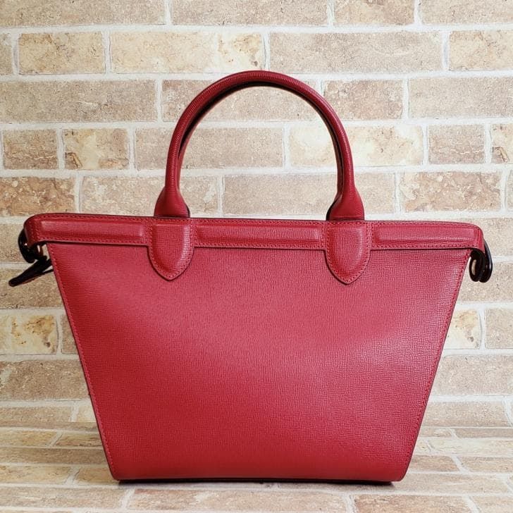 超美品 ロンシャン ☆ エリタージュ 2WAY レッド レザートートバッグ 