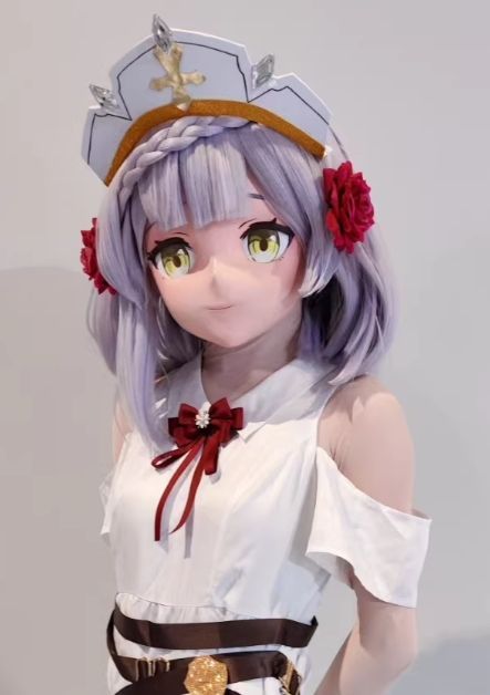 ★即納 全頭マスク カツラ付き ロック付き NO.373 ドール ヘッドロリータ人形 コスプレ 変身 仮装 着ぐるみ kigurumi 二次元