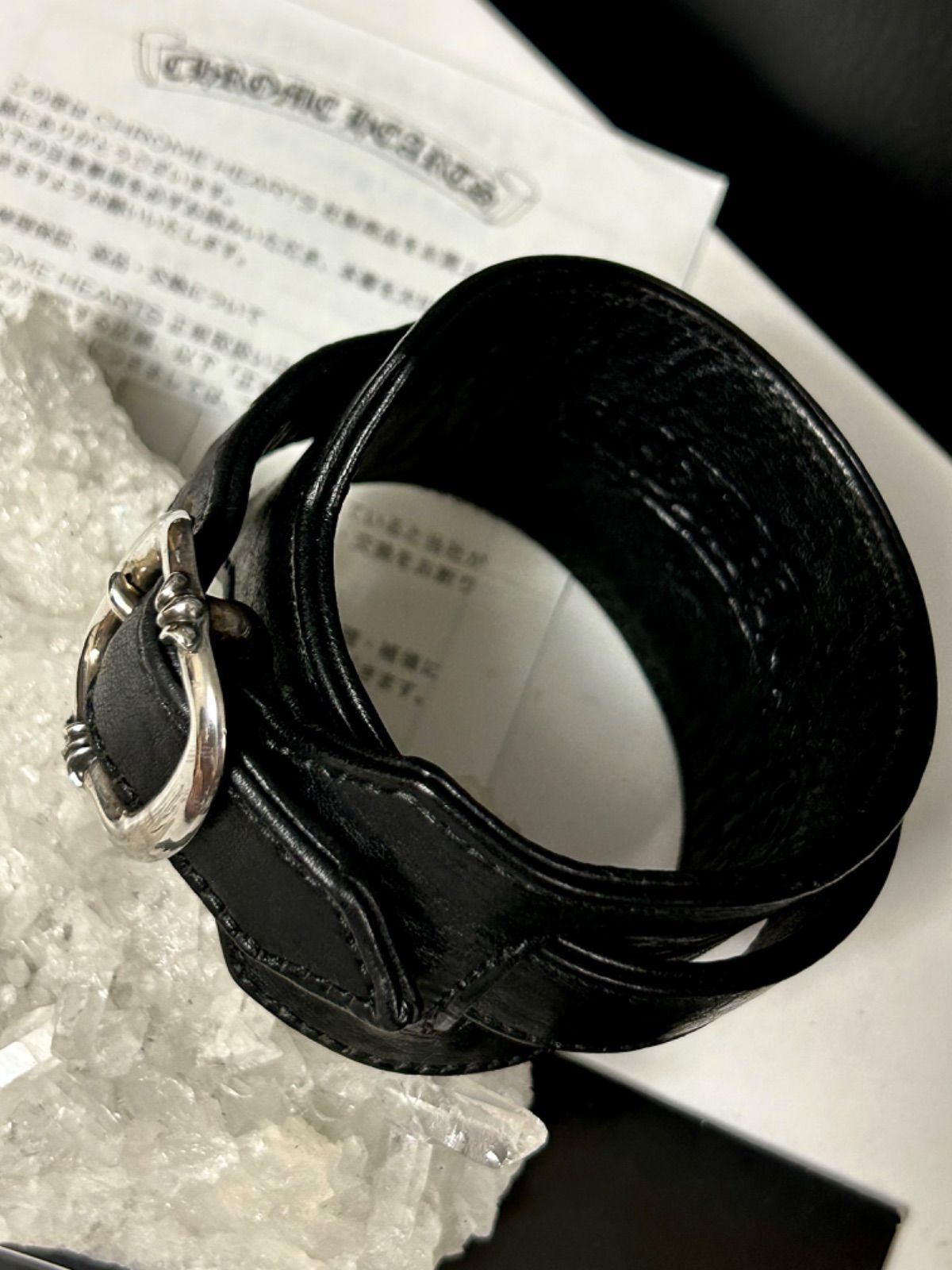 CHROME HEARTS R\u0026R ロックンロールレザーブレスレット ブラック ...