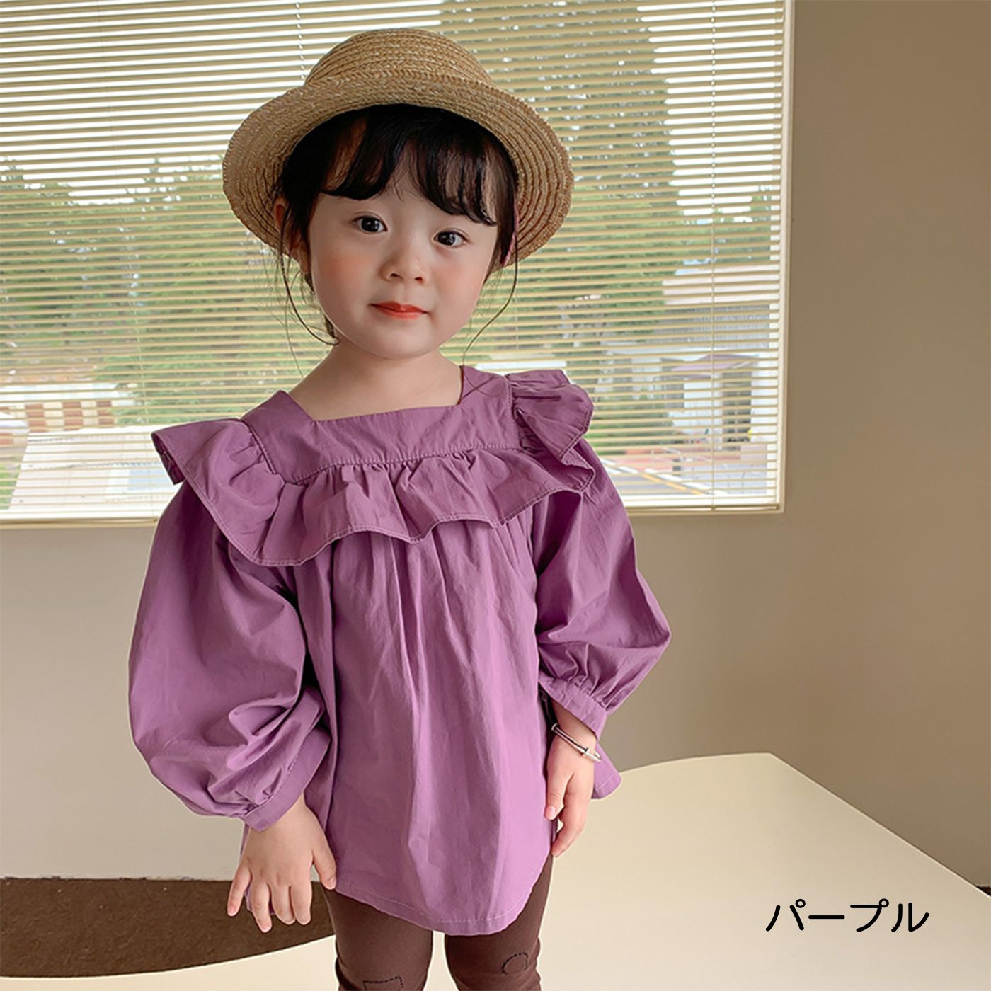 新品タグ付き◇ 100 秋ブラウス 韓国こども服 ナチュラル ぽわん袖  