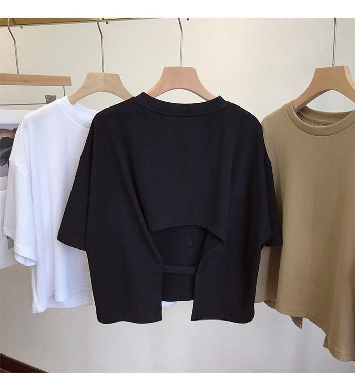レディース 半袖Tシャツ オーバーサイズ ショート丈 バック