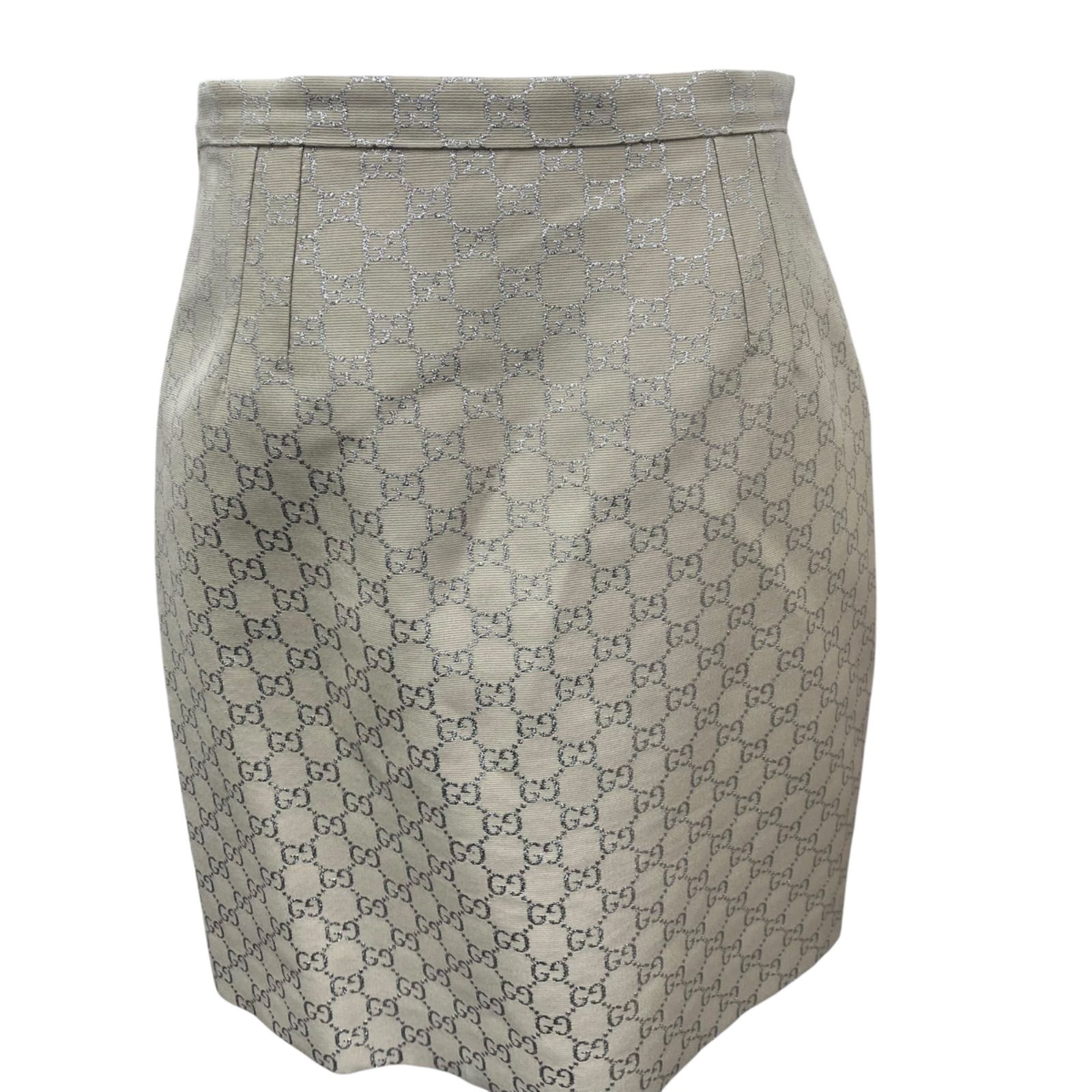 GUCCI グッチ ひざ丈スカート カーキ 38(S位) 4103625J0242 ◇○美品 グッチ GUCCI スカート 膝丈 GG柄 42、L ベージュ
