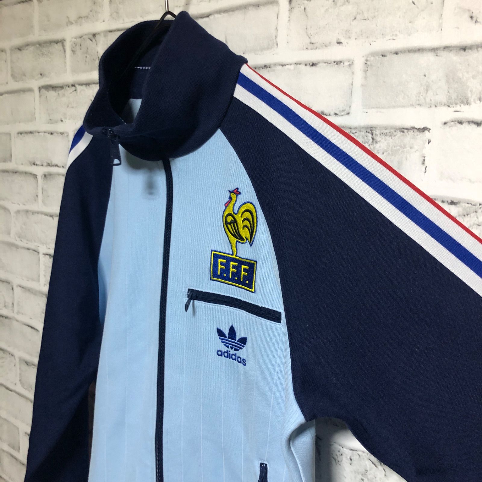 90s⭐️adidas トラックジャケット/ジャージ 刺繍ロゴ 🇫🇷フランス代表 1982W杯記念 vintage トリコロール