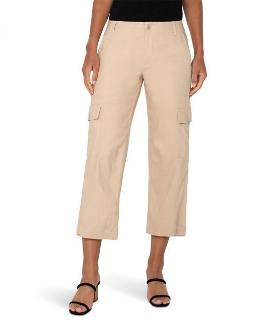 【送料無料】 リヴァプール ロサンゼルス レディース カジュアルパンツ ボトムス Mid-Rise Utility Crop with Tab Hem & Cargo Pockets Pants Hazelnut