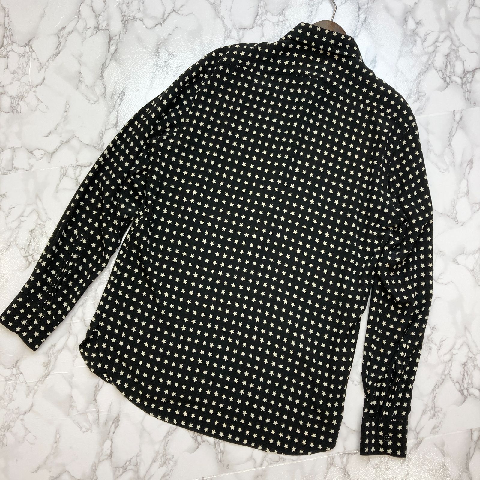 サンローラン　ブラックスターシャツ Cassandre Shirt in Raven Black Denim | Saint Laurent | YSL TH