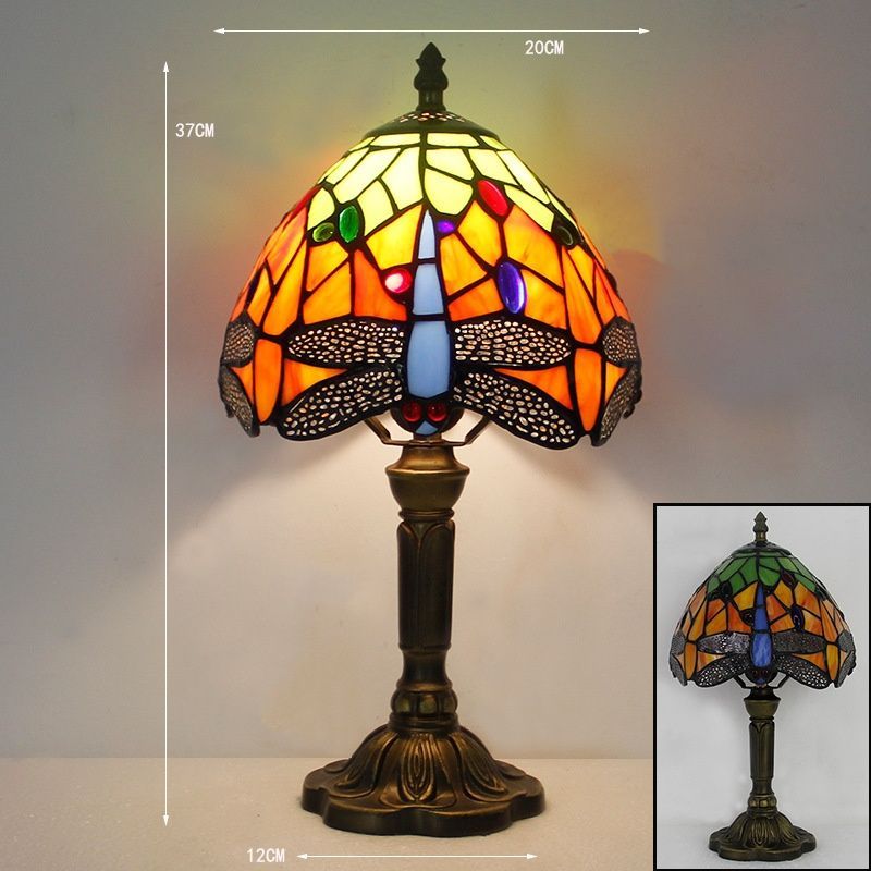 新品 ステンドグラスランプ 電気スタンドアンティークランプ ガラスランプ 寝室暖かいクリエイティブ ライト 照明 フロアスタンド トンボ