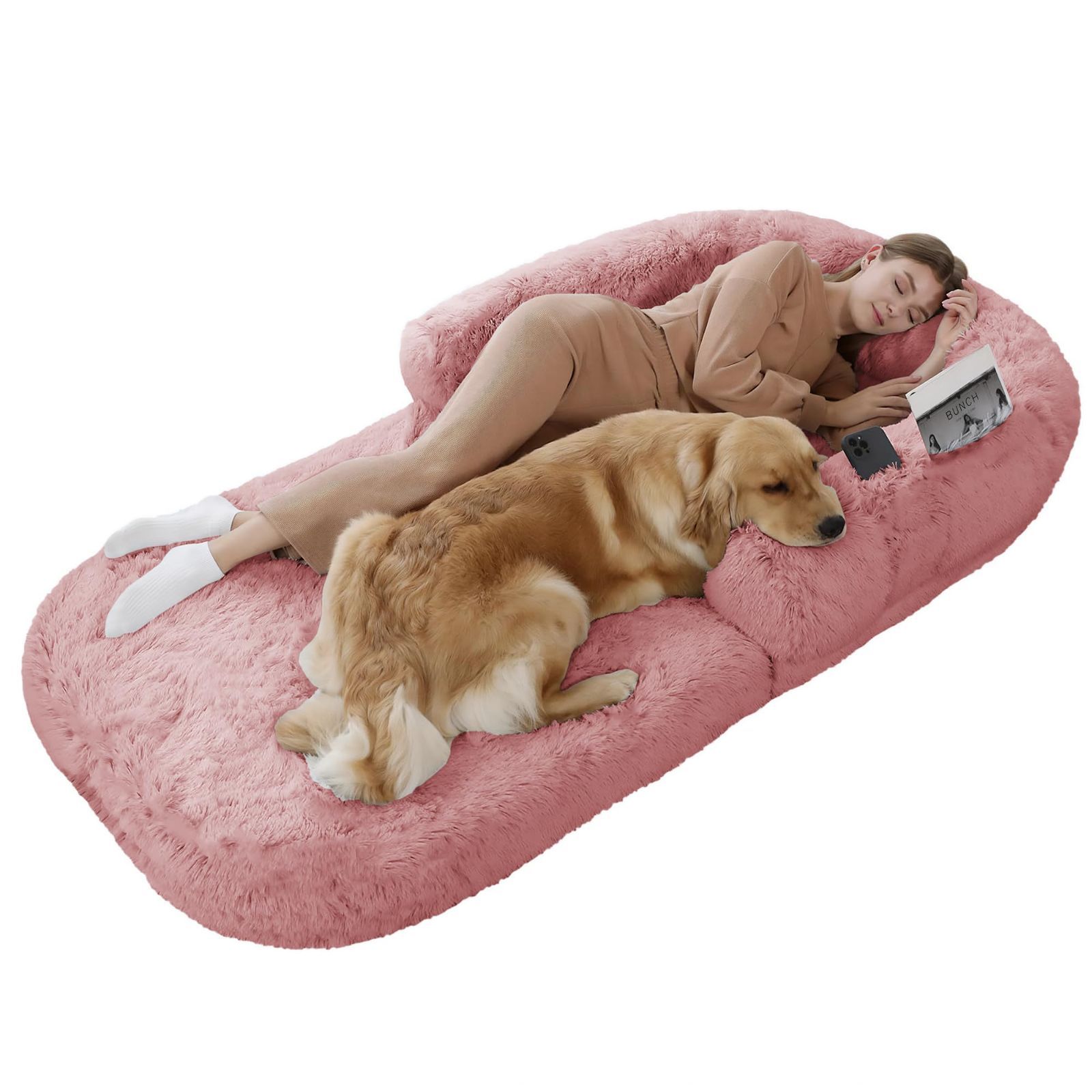 洗える 多頭飼い 大型犬 快適ソファー ペットベット 愛犬と一緒に寝られるドッグベッド ブロッサムピンク 洗えるなめらか生地の犬用2 WAYソファーベッド