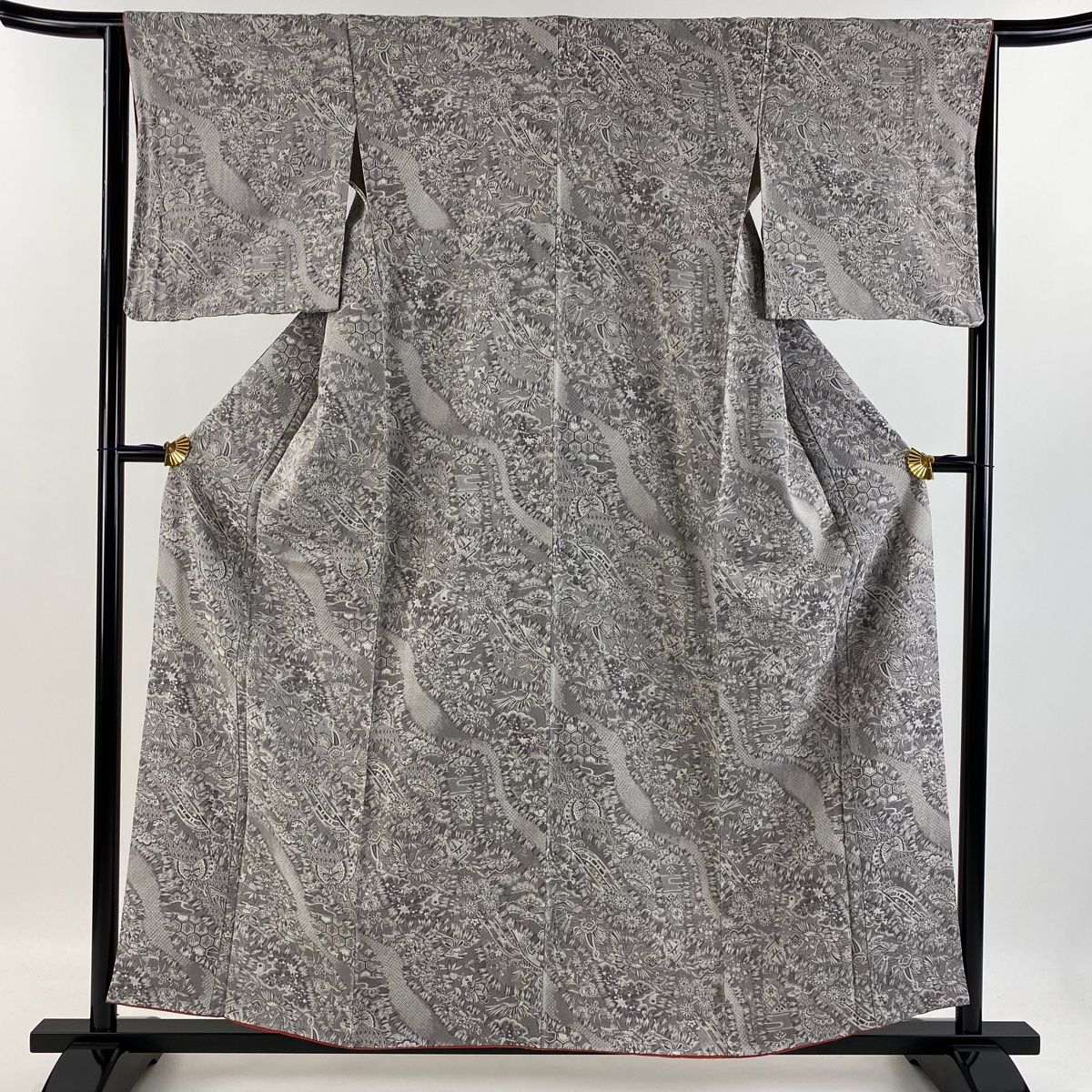 【美品】はんなり 小紋 正絹 グレー 楽天市場】【新古品】 小紋 着物 正絹 袷 紋紗 カラー胴裏 紫 濃