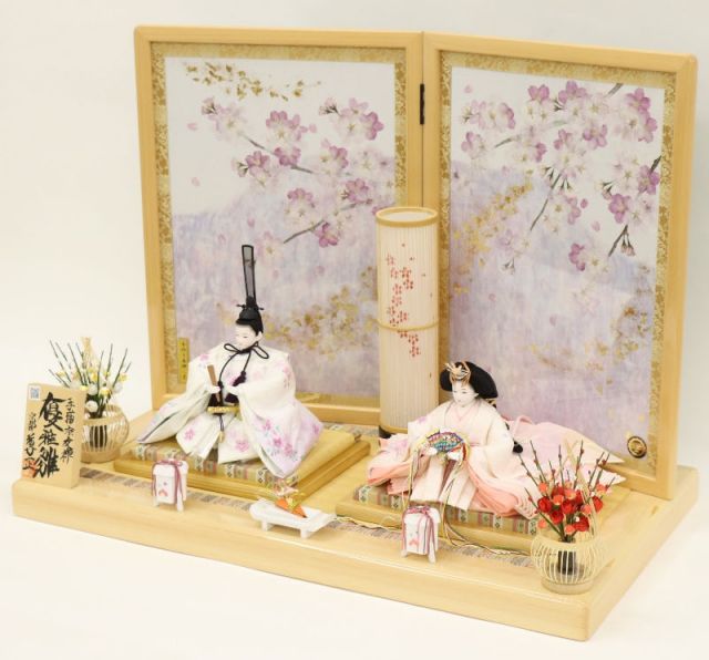平安東帯雛雛人形❣️(親王飾り) 一段飾り　豪華、美品⚠️屏風のみ別売り ご注意⚠️ 雛人形 親王飾り 平安豊久作 もも 御所雛 木目 栓 屏風 飾り台
