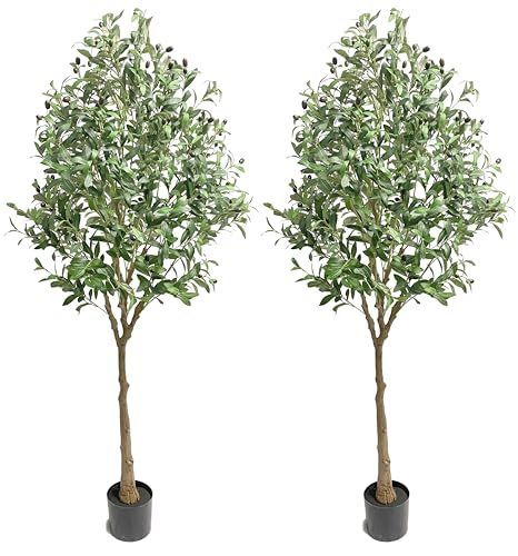 人気商品 鉢植えのフェイク シルクツリー フェイクオリーブ植物 観葉植物 180cm 水やり不要 枯れない 大型 屋内 屋外 人工オリーブの木 家 2本 リビングルーム 庭 TUIYIDUO オフィスの装飾に