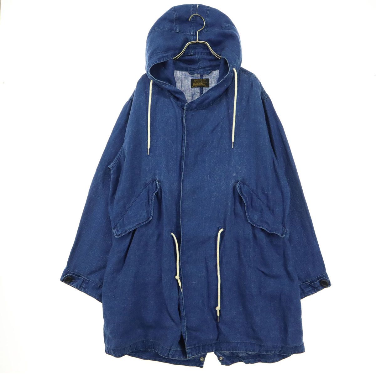 varde77 バルデセブンティセブン 日本製 長袖 リネン モッズコート 2 ブルー インディゴ メンズ 古着