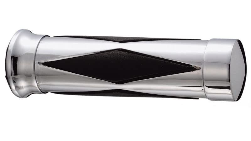 Size:φ25.4/154mm_Style:ダイヤカットタイプ キジマ(Kijima) バイクパーツ グリップ アルミカバー ダイヤカットタイプ 154mm φ25.4mm 非貫通タイプ 1インチ汎用 メッキ/ブラック 201-641