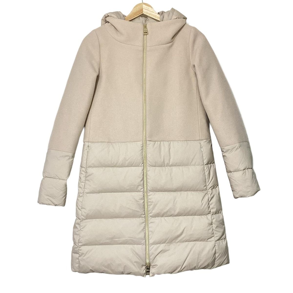 美品✨HERNO ライトダウンコート 異素材切替 Aライン ブラック 38