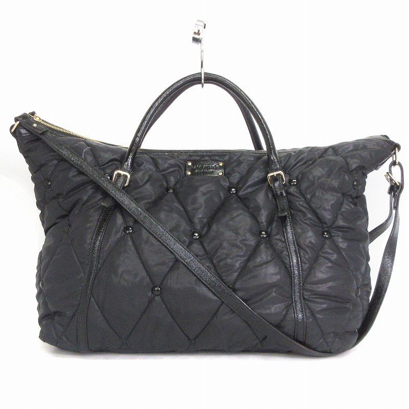 極美品　ケイトスペード キルティング　ショルダーバッグ　2way　ナイロン　黒 ケイトスペード KATE SPADE ショルダーバッグ トート 2WAY 斜め