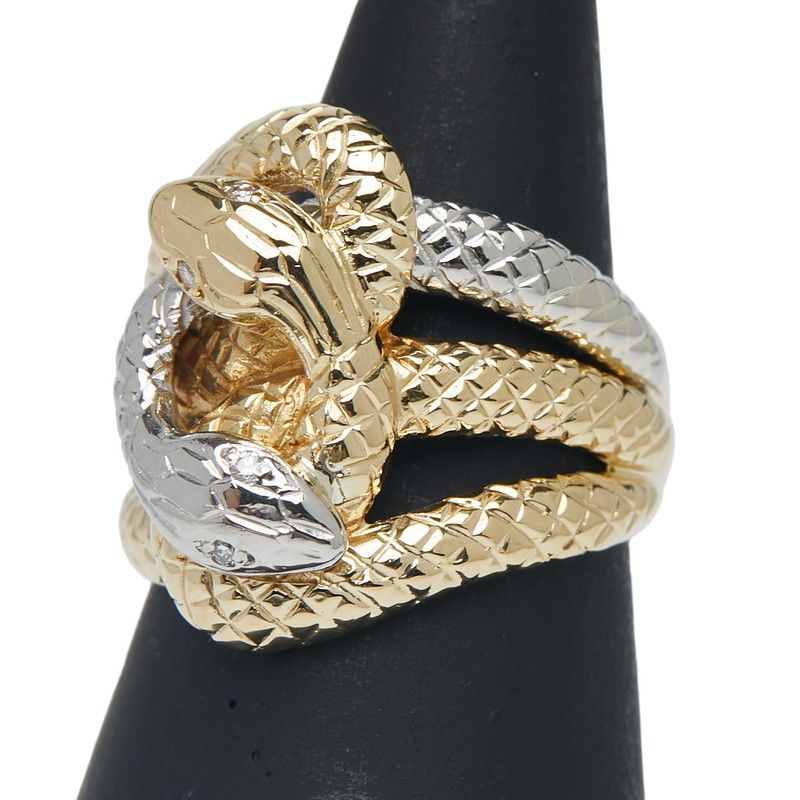 蛇 スネーク モチーフ K18YG イエローゴールド Pt900 プラチナ コンビ レディース 1-0238061