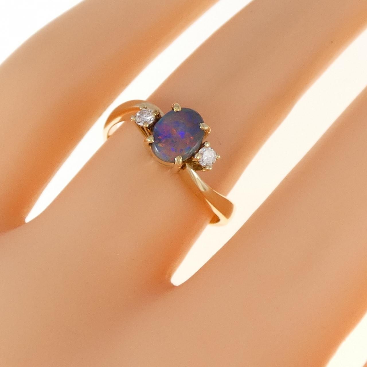 585YG ブラックオパール リング - メルカリ 