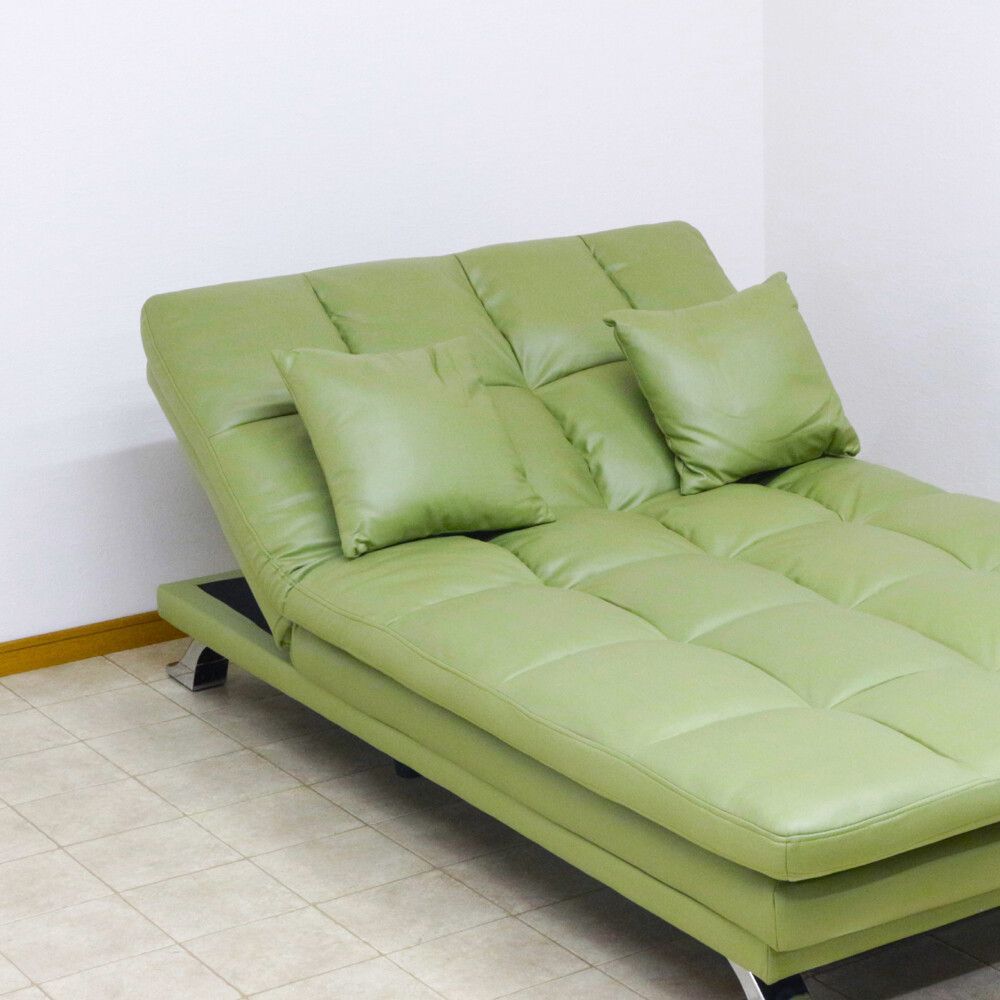３人掛ファブリックレザー ソファベッド グリーン 幅192cm 3WAY クッション付 リビング ソファ 幅広 ファミリー 簡易ベッド