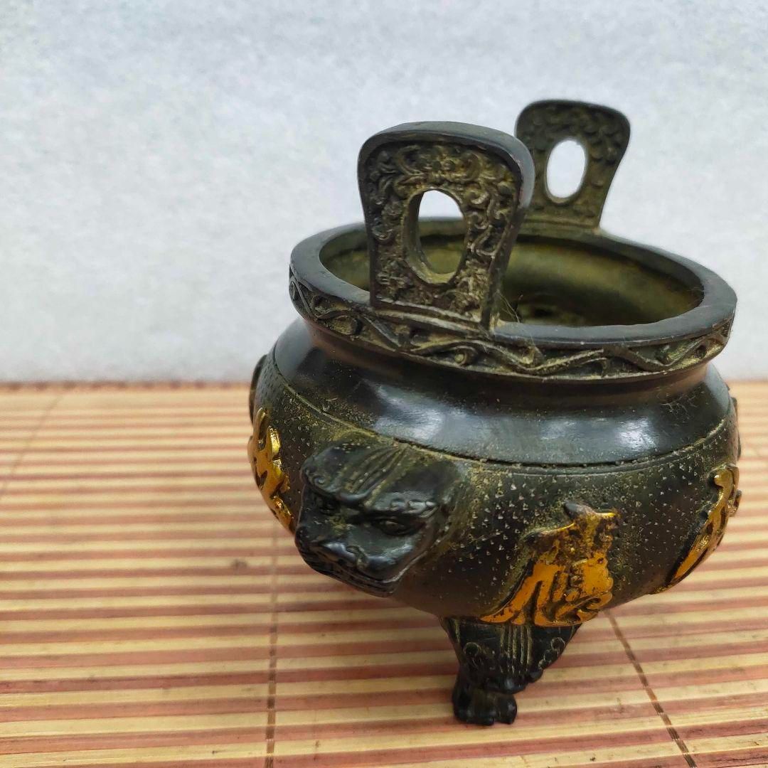 香炉 浮彫り招財進宝挿す香炉 香道具 仏堂香炉 銅製品 工芸品