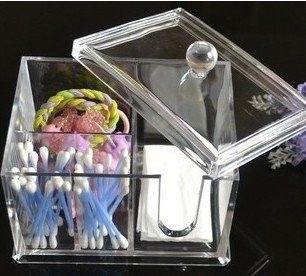 小物入れ シンプル アクリル製 蓋付き コットンケース付き