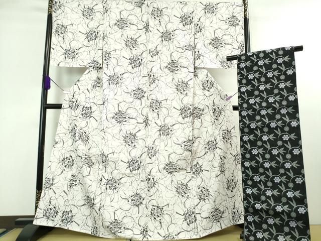 平和屋着物□極上 森英恵・HANAE MORI 小紋・名古屋帯セット 花 桜色地