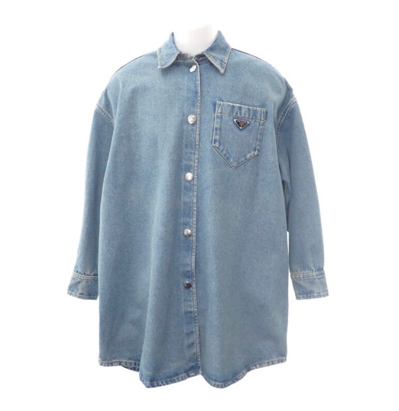中古】PRADA オーバーサイズ オーガニック デニムシャツ