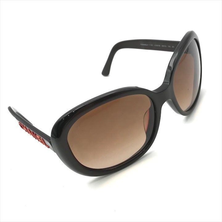 良品 CHANEL シャネル ロゴ サングラス アイウェア ブラウン ケース