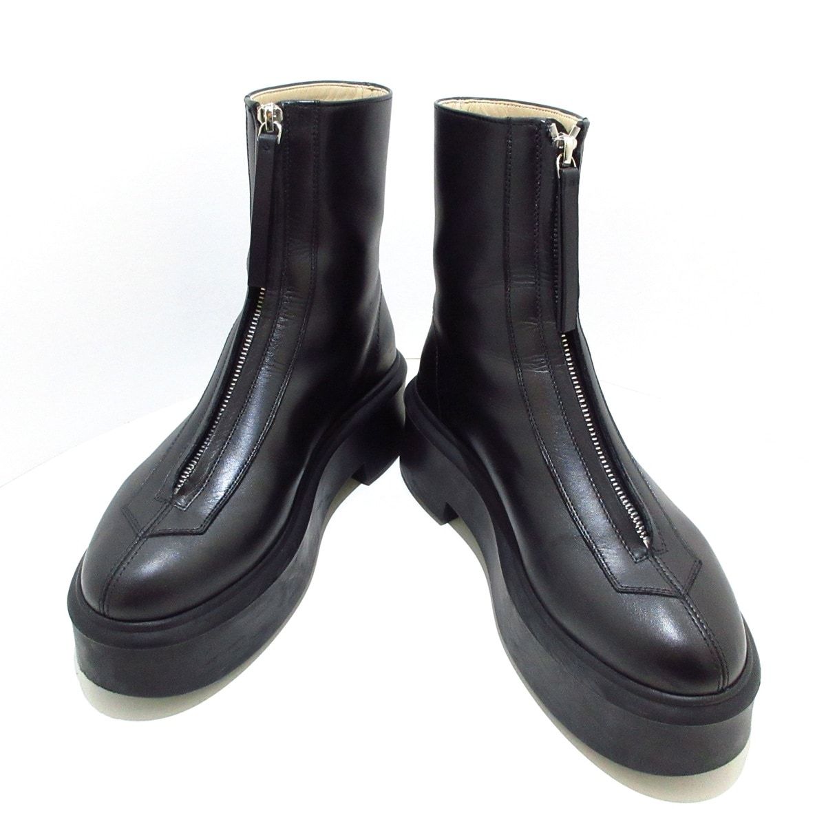 THE ROW ザロウ ショートブーツ 36 レディース ジップドブーツ I F1144L64RBLK 黒 レザー