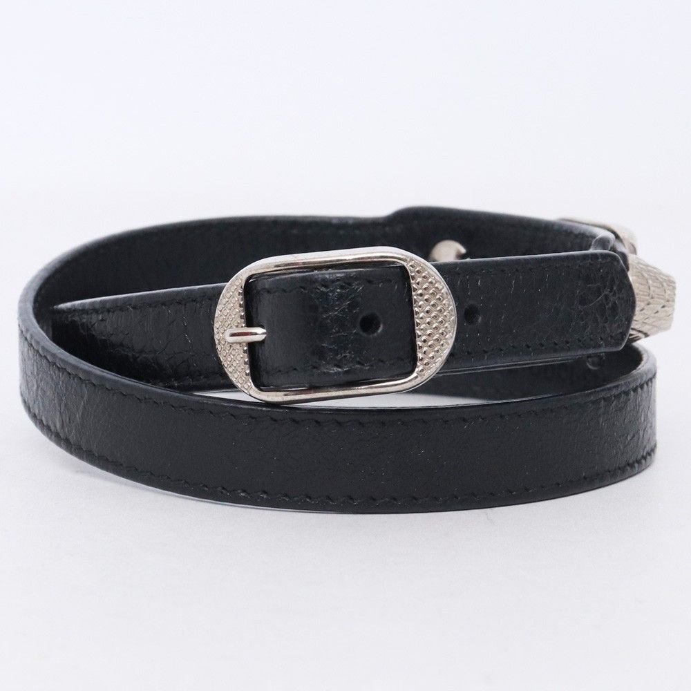 BALENCIAGA ジャイアント レザー ブレスレット ブラック 236345