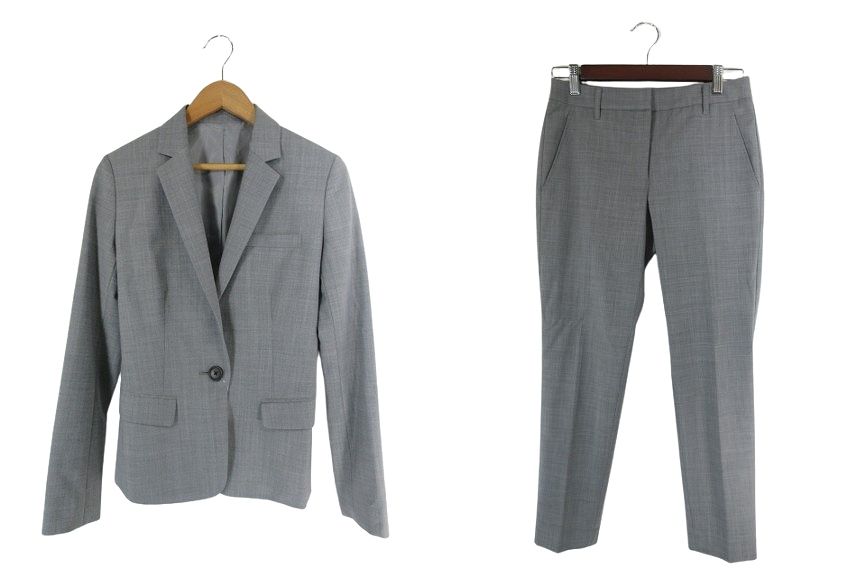 PLST ジャケット・パンツセット グレー プラステ PLST セットアップ ジャケット パンツ 無地 サイズXS