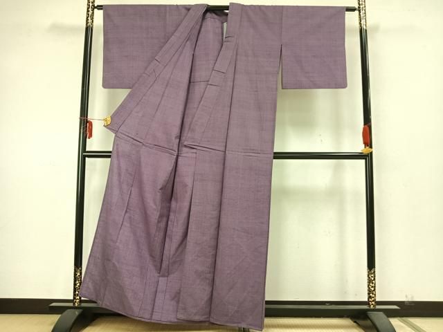 平和屋着物▽真綿紬　単衣　色無地　草木染　葡萄鼠色　反端付き　正絹　逸品　AABA7590fy 平和屋着物▽真綿紬 単衣 色無地 草木染 葡萄鼠色 反端付き 正絹 逸品