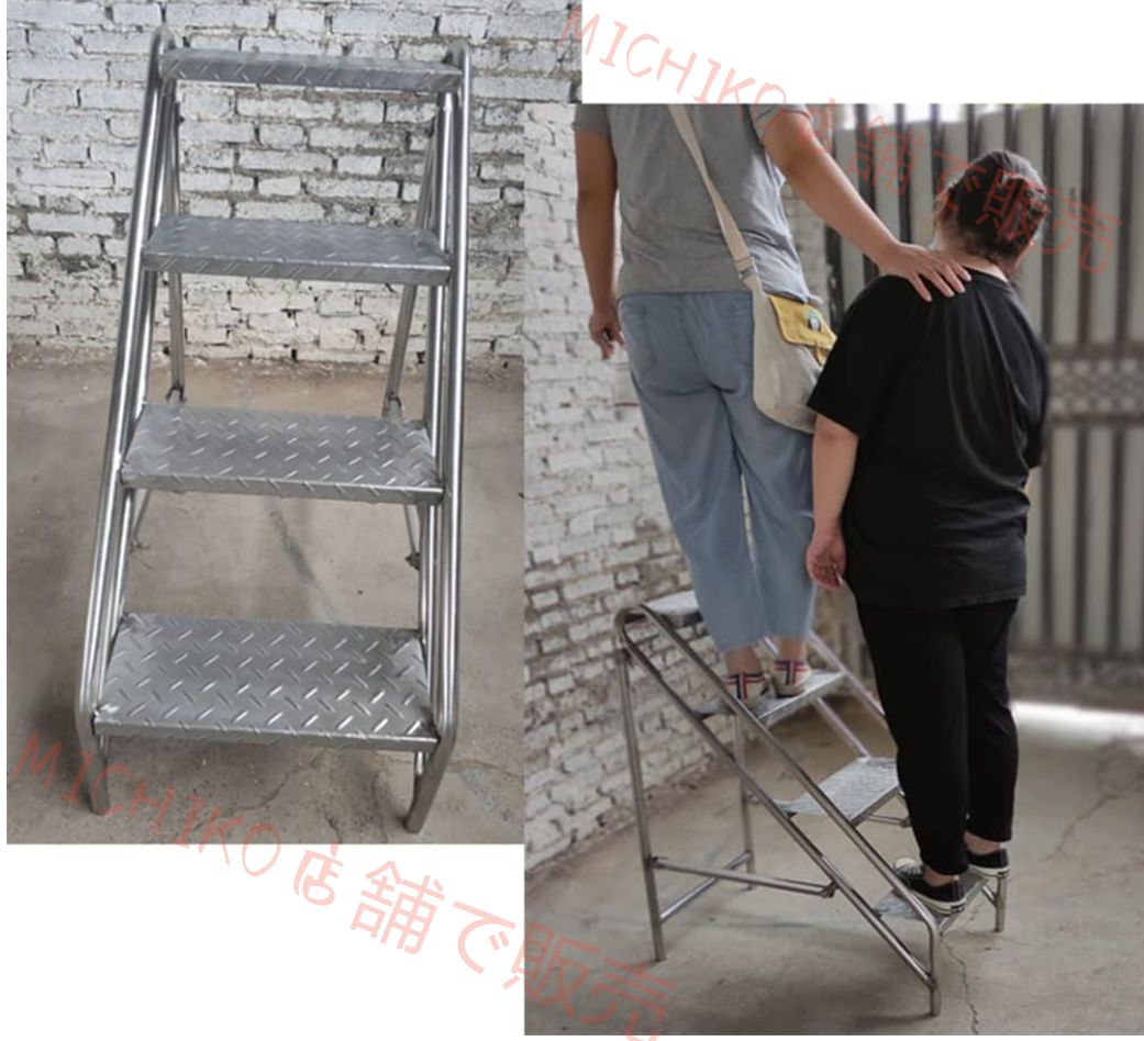 産業用折りたたみ式ステンレス鋼踏み台 家庭用階段 ステンレススチール踏台 2 3 4段はしご 滑り止め ポータブル 大人 子供兼用 耐荷重150kg