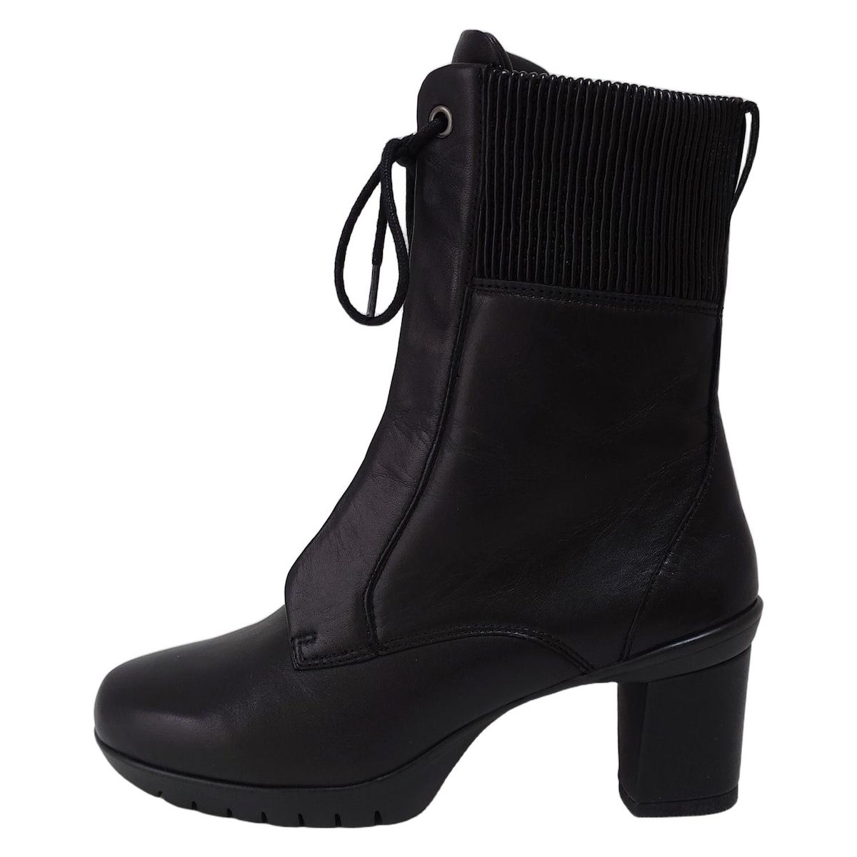 fitfit フィットフィット ショートブーツ 23 レディース - 黒 ギャザー レザー