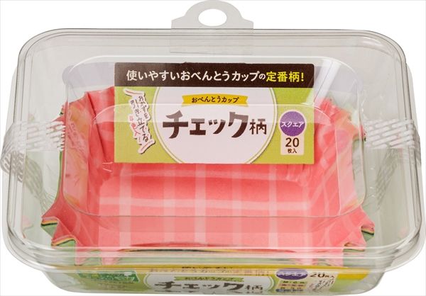 まとめ買い-120点セット おべんとうカップチェック柄スクエア４色２０枚入 東洋アルミ お弁当用品