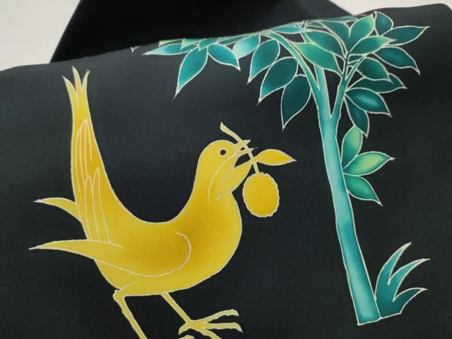 平和屋着物●塩瀬　九寸名古屋帯　花喰鳥　正絹　逸品　CAAX7288hy 平和屋着物○塩瀬 九寸名古屋帯 花喰鳥 正絹 逸品 CAAX7288hy