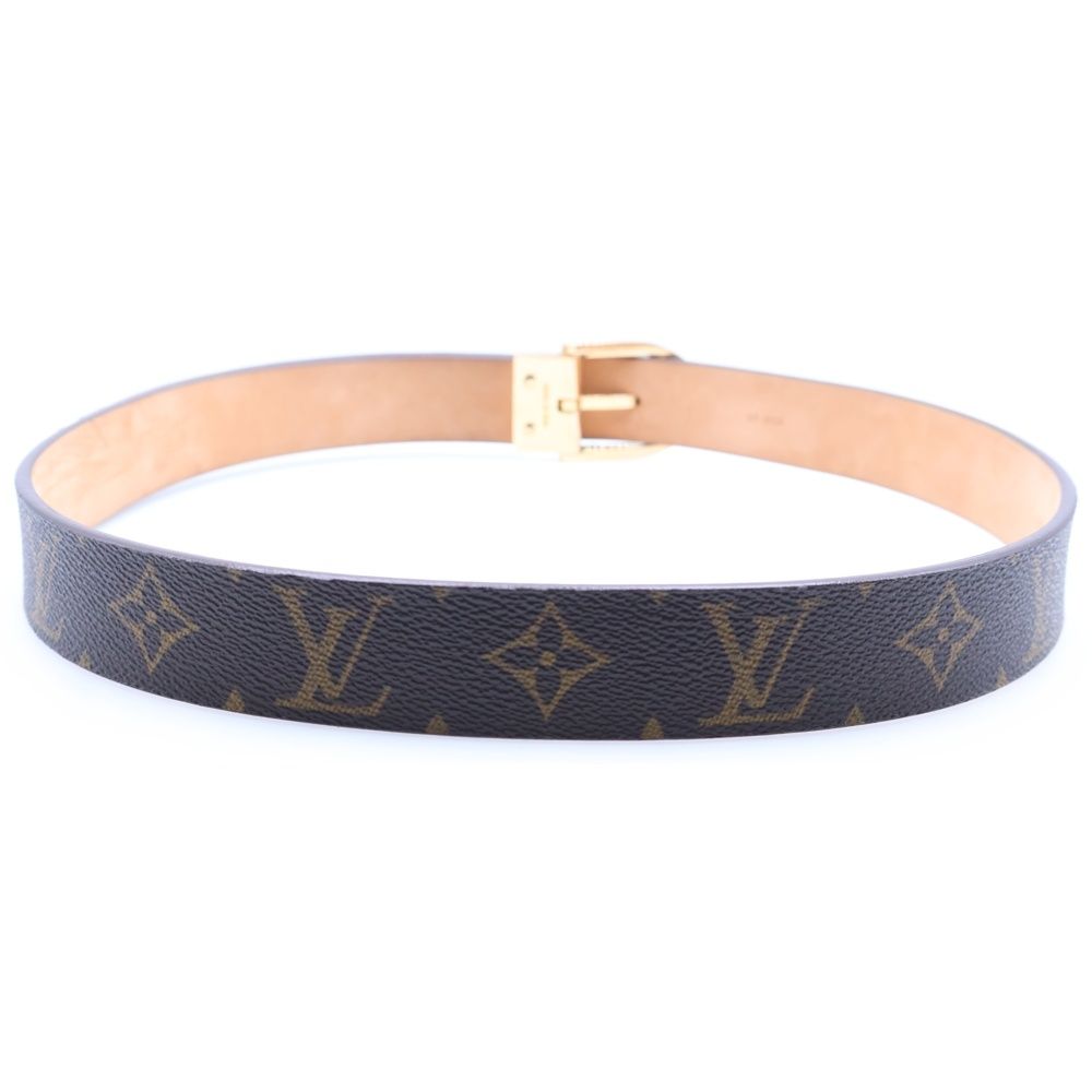 良品　ルイ・ヴィトン　サンチュール　ベルト　レザー　ブラウン　ロゴ　金具 LOUIS VUITTON (ルイヴィトン) モノグラム サンチュール ベルト