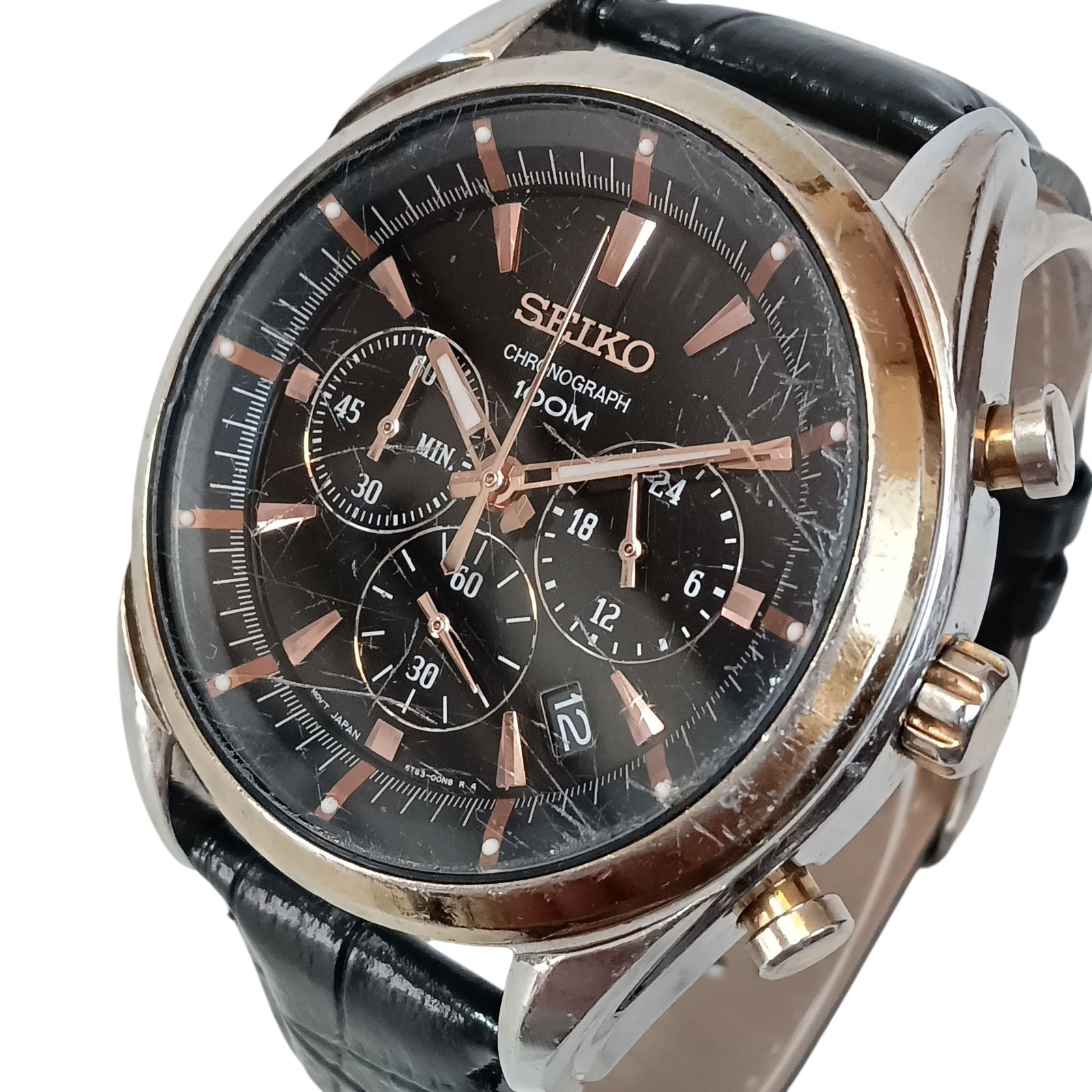 稼働 良品】817-1 SEIKO セイコー クロノグラフ 6T63-00H0