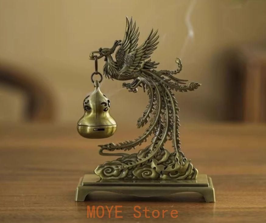 銅 細工 鳳凰羽ばたく弔炉 盤香炉 家庭用室内アロマ炉 装飾品 工芸品置物 銅 細工 鳳凰羽ばたく弔炉 盤香炉 家庭用室内アロマ炉 装飾品 工芸