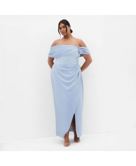 送料無料 シティーシック レディース ワンピース トップス Plus Size Paloma Off Shoulder Maxi Dress Dusty blue