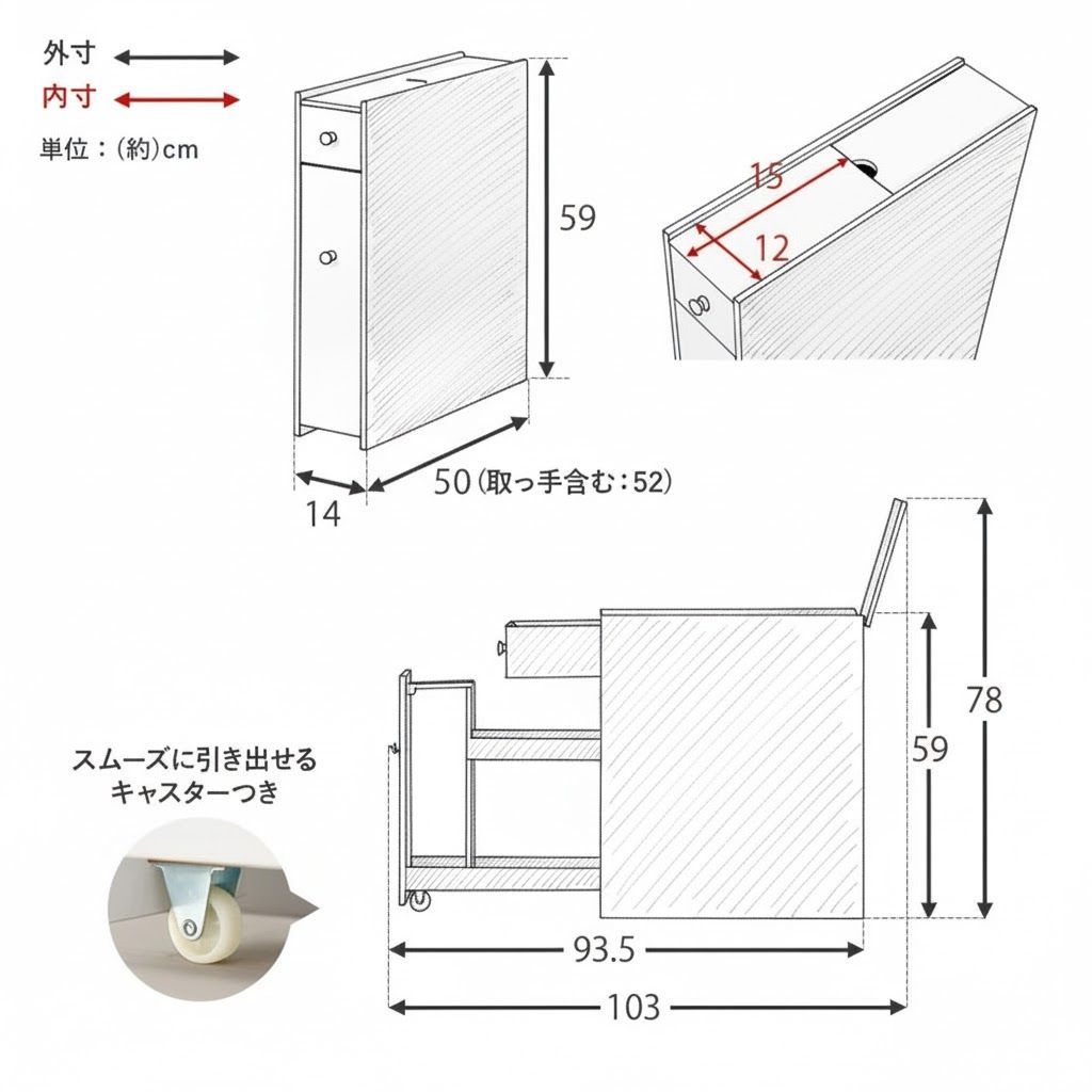 送料無料 Y 【新品】すき間にピッタリ スリムトイレラック 幅14cm 省