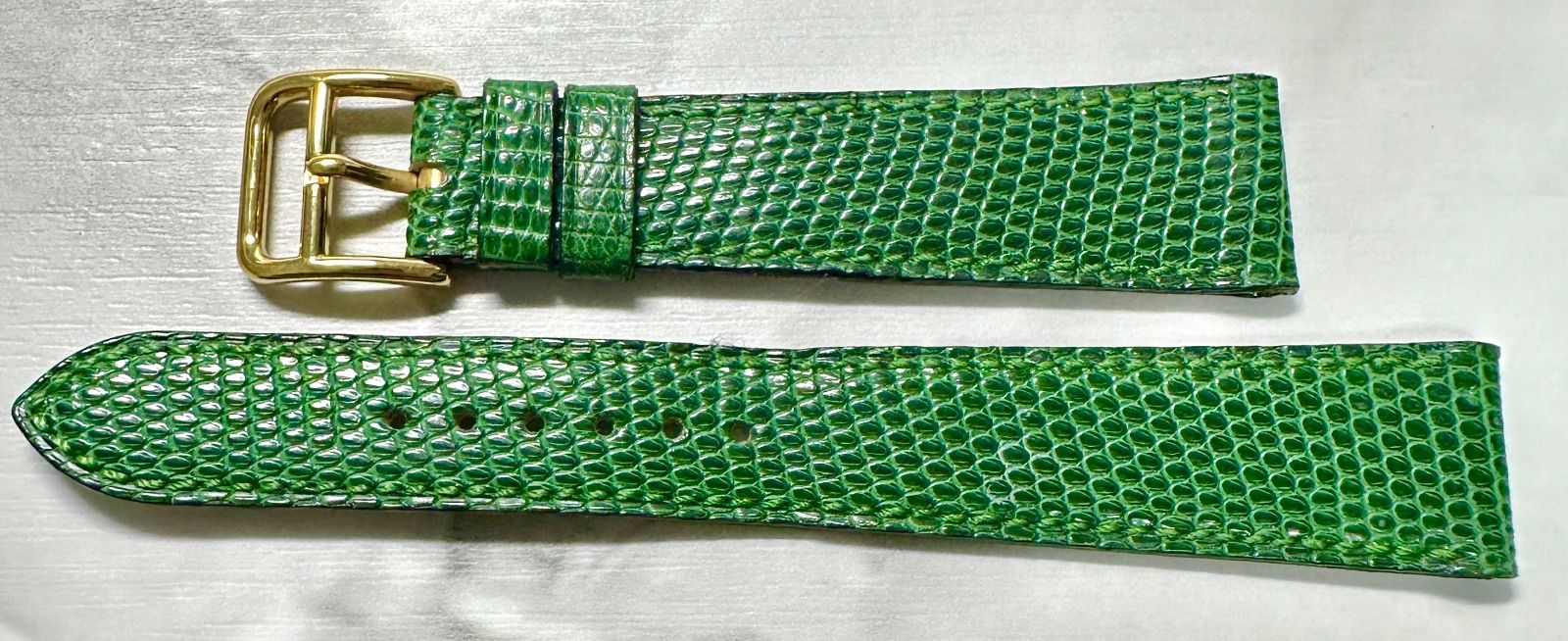 純正 HERMES エルメス Hウォッチ レザーベルト リザード グリーン 取付幅18mm メンズ レディース ブレスレット 時計